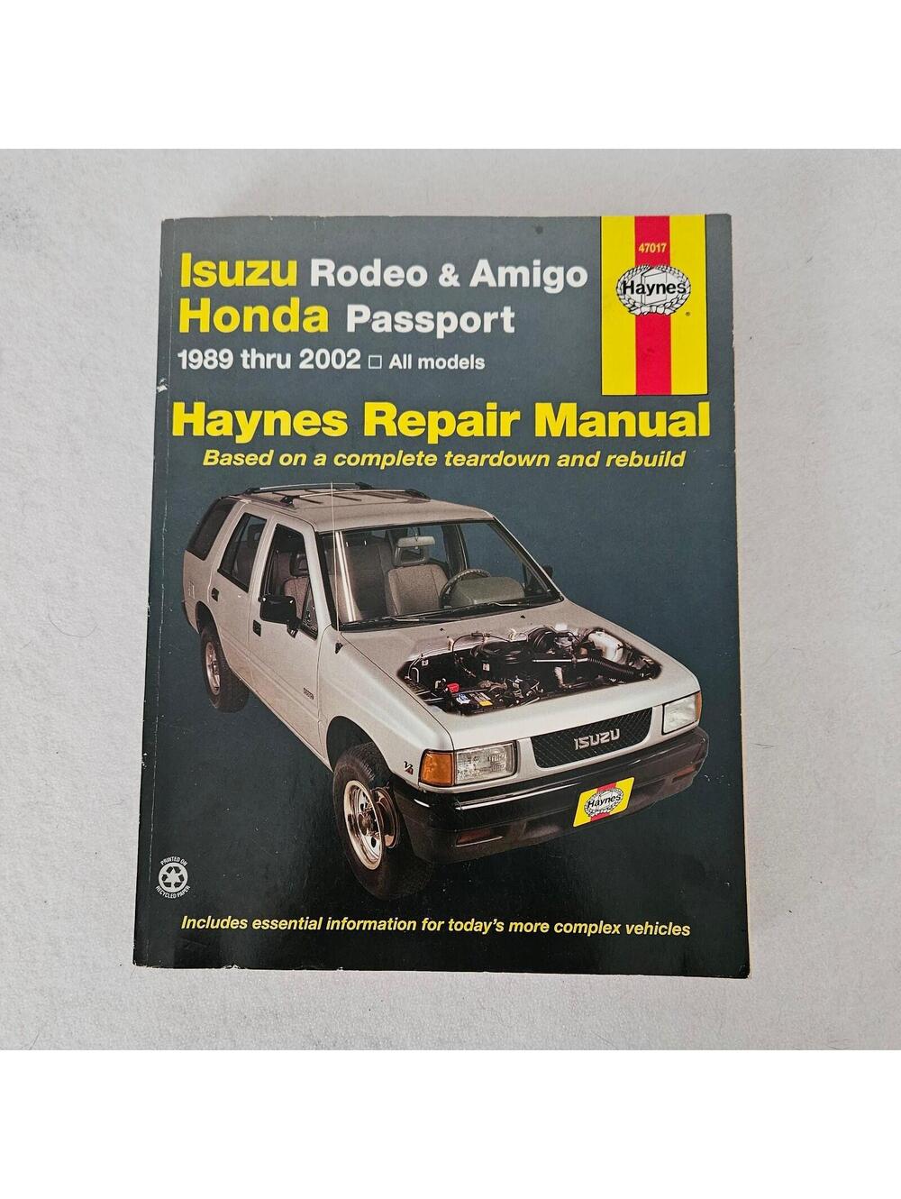 Haynes Isuzu Rodeo Amigo Honda Passport Repair Manual 1989–2002